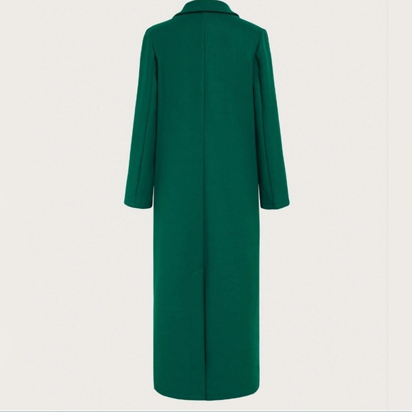 Plain Double-Breasted Women Simple Long Sleeve Long Coat - Picture 3 of 5